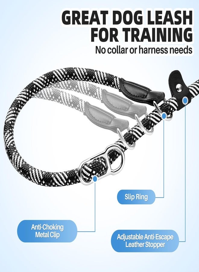 Lukovee Slip Lead Dog Leash, 5-7 FT x 1/2" Adjustable Tangle Free Leash, Heavy Duty Comfortable Reflective No Pull Training Rope Lead with Padded Handle for Medium Large Dogs (Black, L: 5-7 FT) - Image 3